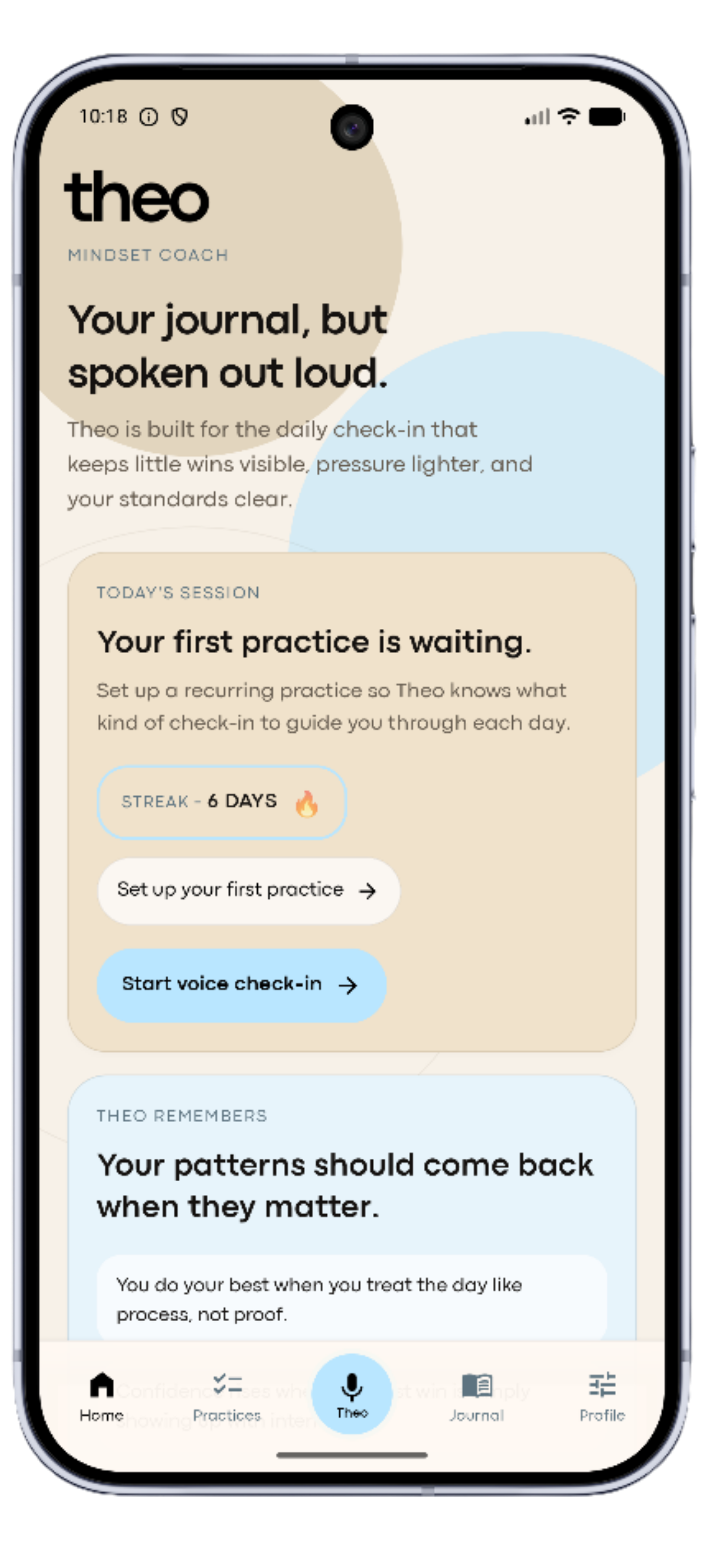 Theo app screenshot